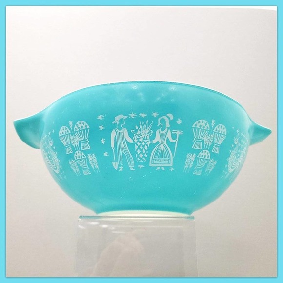 Pyrex Butterprint 4 Qt Cinderella Bowl 444, Turquoise Pyrex - Picture 7 of 7